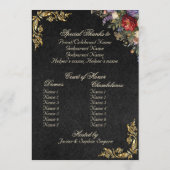 Floral & Gold Leaves - Black Quinceanera Program Programm (Rückseite)