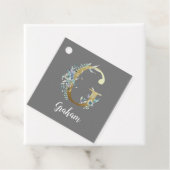 Floral Gold Letter G auf Grau Geschenkanhänger (Beispiel)