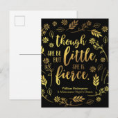 Floral Gold Little Aber Fierce William Shakespeare Postkarte (Vorne/Hinten)