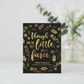 Floral Gold Little Aber Fierce William Shakespeare Postkarte (Stehend Vorderseite)