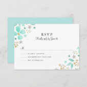 Floral Gold Minze Leaf Wedding RSVP (Vorne/Hinten)