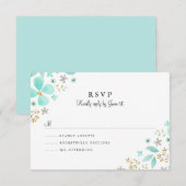 Floral Gold Minze Leaf Wedding RSVP Karte (Vorne/Hinten)