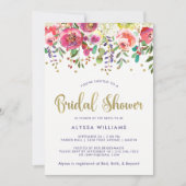 Floral Gold | Modernes Aquarell-Brautparty Einladung (Vorderseite)