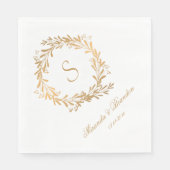 Floral Gold Monogram Wedding Napkins Serviette (Vorderseite)