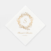 Floral Gold Monogram Wedding Napkins Serviette (Ecke)