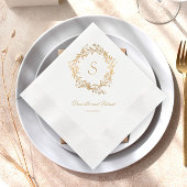 Floral Gold Monogram Wedding Napkins Serviette
