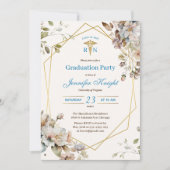 Floral Gold Nurse Abschluss RN Nursing Graduate Einladung (Vorderseite)