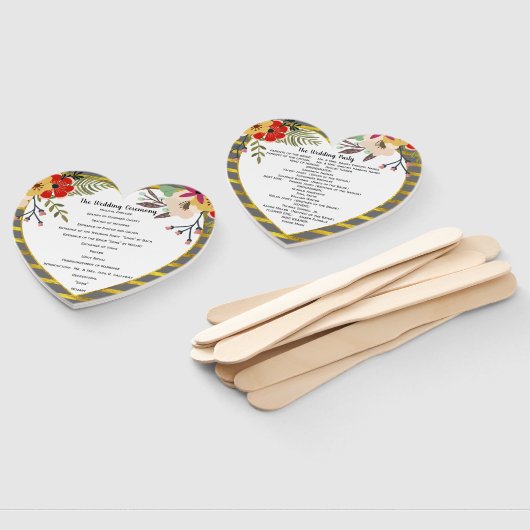 Floral Gold Pink Red Minze Herz Shape Programm Fächer (Non-assembled)