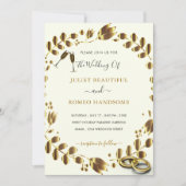 Floral Gold QR Code Hochzeitsvorlage (Vorderseite)