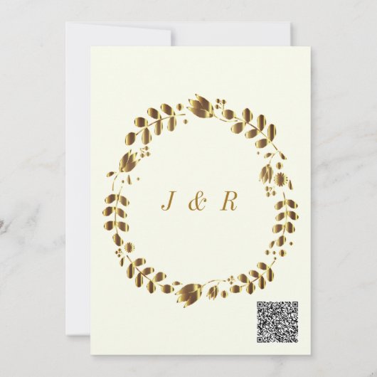 Floral Gold QR Code Hochzeitsvorlage (Rückseite)