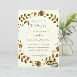 Floral Gold QR Code Hochzeitsvorlage