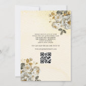 Floral Gold QR Code Princess Quinceanera Einladung (Rückseite)