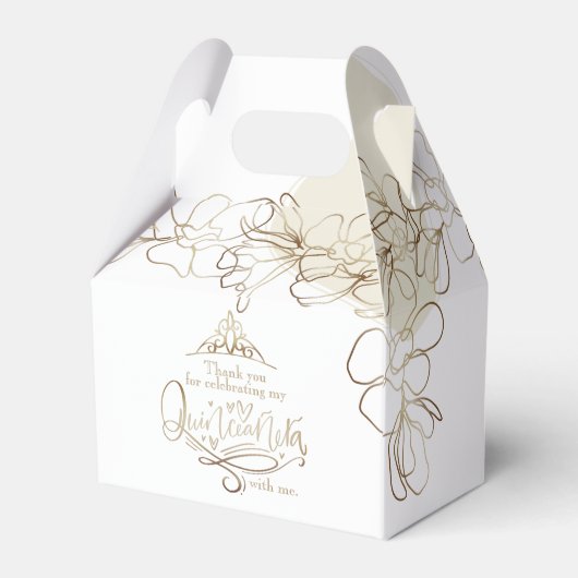 Floral Gold Quinceañera Geschenkschachtel (Rückseite)