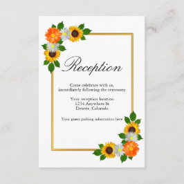 Floral Gold Rahmen Hochzeitsempfang Begleitkarte