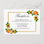 Floral Gold Rahmen Hochzeitsempfang Begleitkarte (Vorderseite)