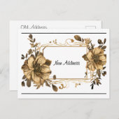 Floral Gold Rahmen Neue Adresse Postkarte (Vorne/Hinten)
