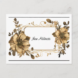 Floral Gold Rahmen Neue Adresse Postkarte