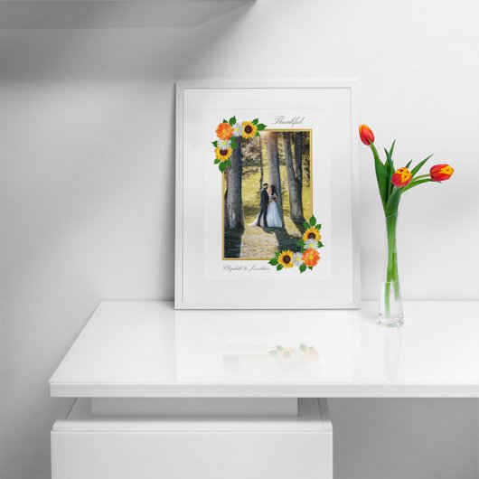 Floral Gold Rahmen Wedding Dankeskarte