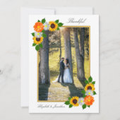 Floral Gold Rahmen Wedding Dankeskarte (Vorderseite)