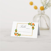 Floral Gold Rahmen Wedding Platzkarte (Vorderseite)