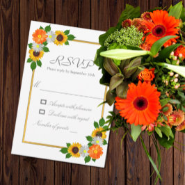 Floral Gold Rahmen Wedding RSVP Karte