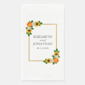 Floral Gold Rahmen Wedding Serviette (Vorderseite)