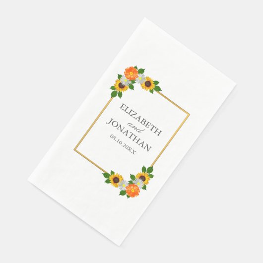 Floral Gold Rahmen Wedding Serviette (Ecke)