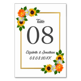 Floral Gold Rahmen Wedding Tischnummer