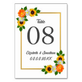 Floral Gold Rahmen Wedding Tischnummer (Rückseite)