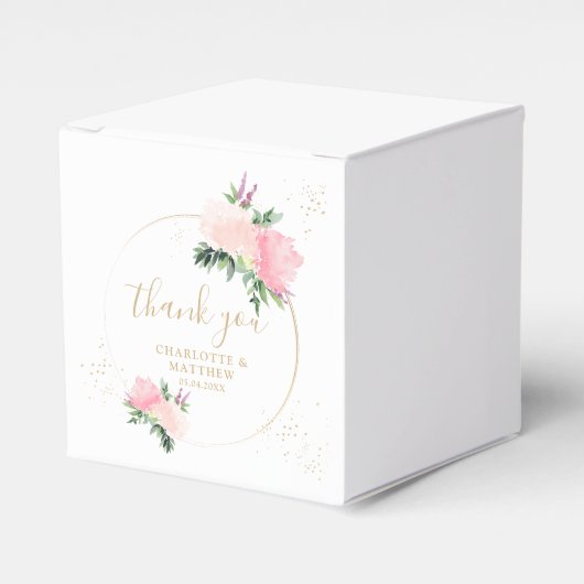Floral Gold Romantic Danke Hochzeit Geschenkschachtel (Vorderseite)