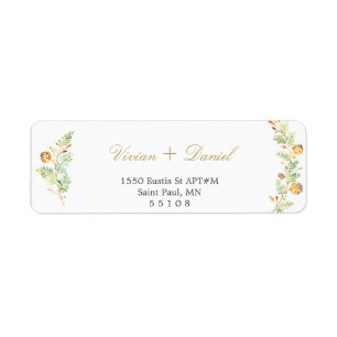 Floral Gold Rücksendeadressen-Aufkleber