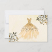 Floral Gold Save the Date Geburtstag Quinceanera (Rückseite)