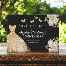 Floral Gold Save the Date Geburtstag Quinceanera