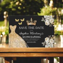Floral Gold Save the Date Geburtstag Quinceanera