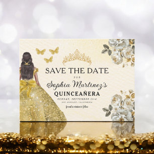 Floral Gold Save the Date Geburtstag Quinceanera
