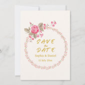 Floral Gold Save-the-Date-Karte (Rückseite)