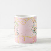Floral Gold Script Monogram Pink Geode Agate Kaffeetasse (Mittel)