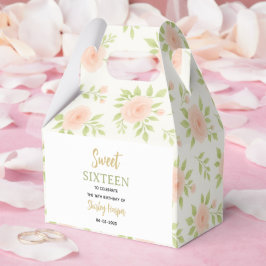Floral Gold Script Sweet Sixteen Birthday  Geschenkschachtel