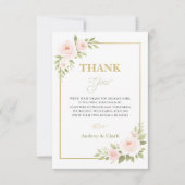 Floral Gold Script Sweet Sixteen | Elegant 16th  Dankeskarte (Vorderseite)