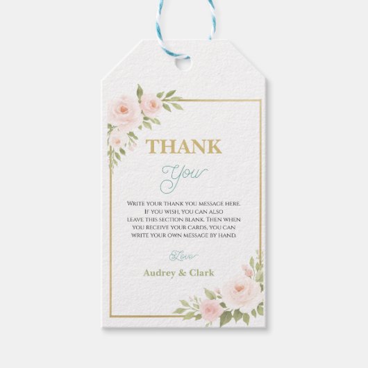 Floral Gold Script Sweet Sixteen | Elegant 16th  Geschenkanhänger (Vorderseite)