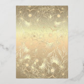 Floral Gold und Emerald Green Brautparty Folieneinladung (Rückseite)
