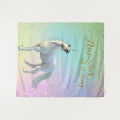 Floral Gold Unicorn Birthday Backdrop Foto Stand Wandteppich (Vorderseite (Horizontal))