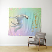 Floral Gold Unicorn Birthday Backdrop Foto Stand Wandteppich (Beispiel (Horizontal))