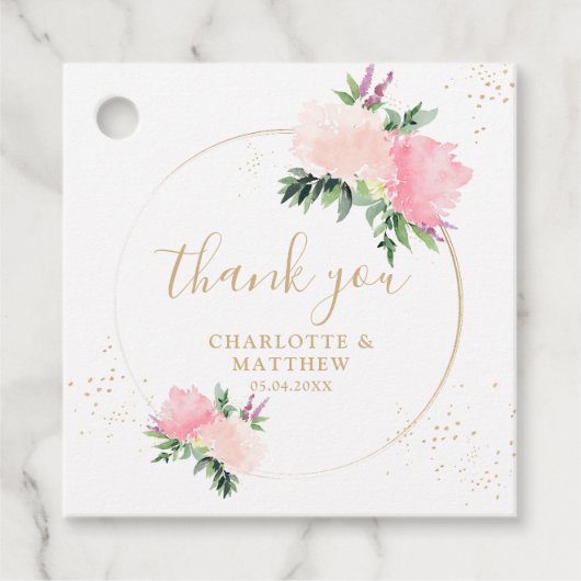 Floral Gold Vielen Dank Geschenkanhänger (Vorderseite)