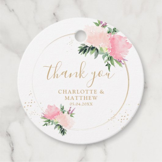 Floral Gold Vielen Dank Geschenkanhänger (Vorderseite)