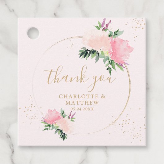 Floral Gold Vielen Dank Geschenkanhänger (Vorderseite)