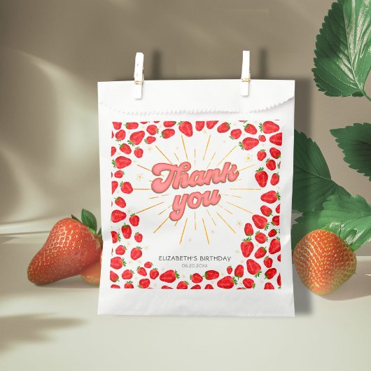 Floral Gold Vielen Dank Red Strawberry Gastgeschen Geschenktütchen