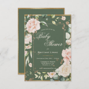 Floral Gold Wasserfarben Kinderdusche Einladung