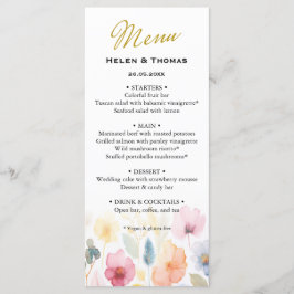 Floral Gold Wedding Menu Menükarte