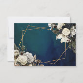 Floral Gold Wreath Emerald Green Wedding RSVP Card Karte (Rückseite)